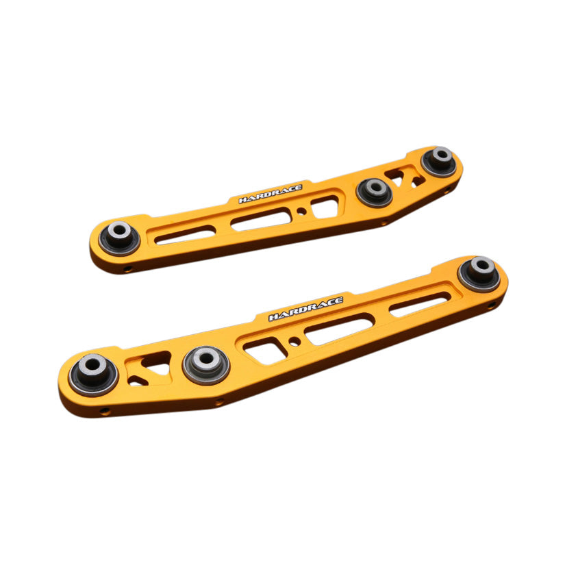 HARDRACE  GOLD ALUMINIUM REAR LOWER CONTROL ARM WITH -40MM HARDENED RUBBER SHOCK BUSHES 2PC SET HONDA CIVIC EG 92-95