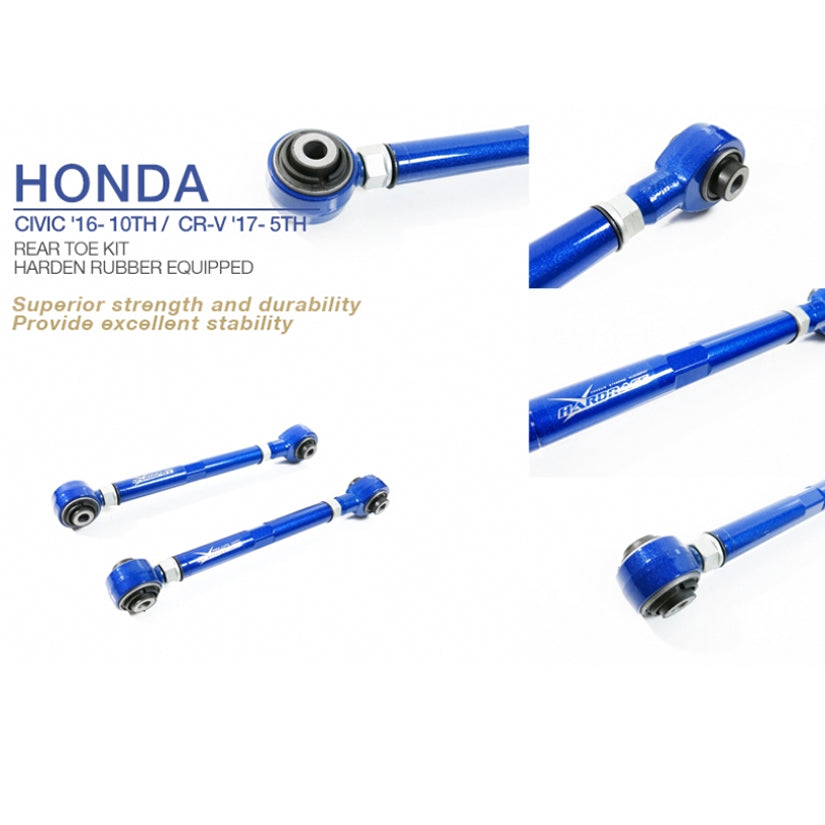 HARDRACE  REAR TOE ARMS HARDENED RUBBER BUSHES HONDA CIVIC TYPE R FK8 17-21